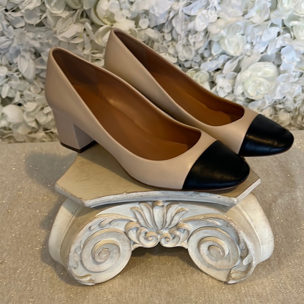 J Crew ladies black toe pumps